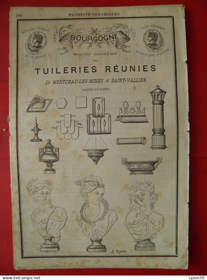 PUB 1884 - Tuilerie Bourgogne 71 Montceau-les-Mines & St-Vallier, Tuiles Briques Arnaud St Henri 13 Marseille - Publicités