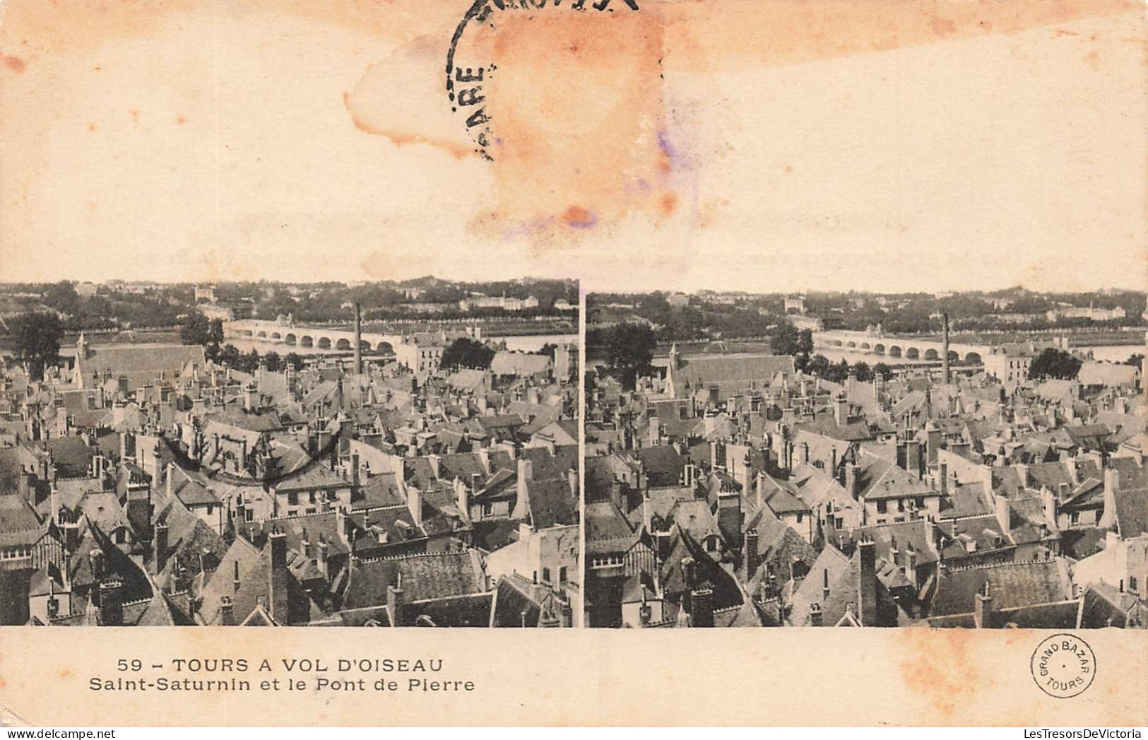 FRANCE - Tours à Vol D'oiseau - Saint Saturnin Et Le Pont De Pierre - Carte Postale Ancienne - Tours