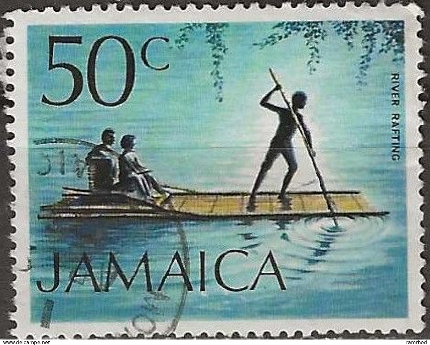 JAMAICA 1972 River Rafting - 50c Multicoloured FU - Jamaica (1962-...)