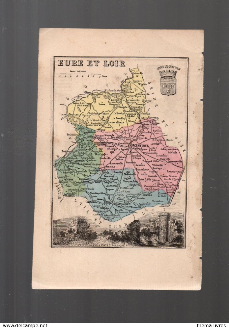 Carte Départementale Couleur  XIXe ..  Recto; EURE  Verso EURE ET LOIR    (M6423 F) - Cartes Géographiques