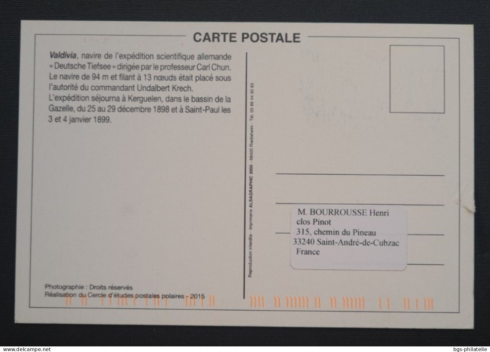 TAAF, T N° 765 Oblitéré De ST PAUL Le 1/1/2016 Sur Carte. - Cartas & Documentos