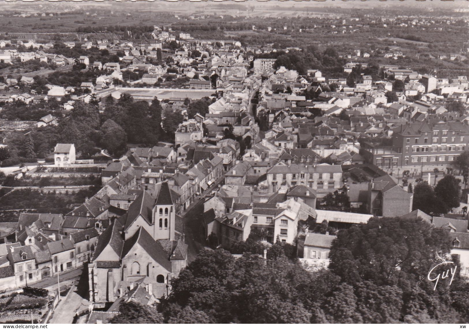 GROSLAY -95- CPSM Gd Format - EN AVION SUR GROSLAY - Vue Générale Et église Saint-Martin - 12-03-24 - Groslay