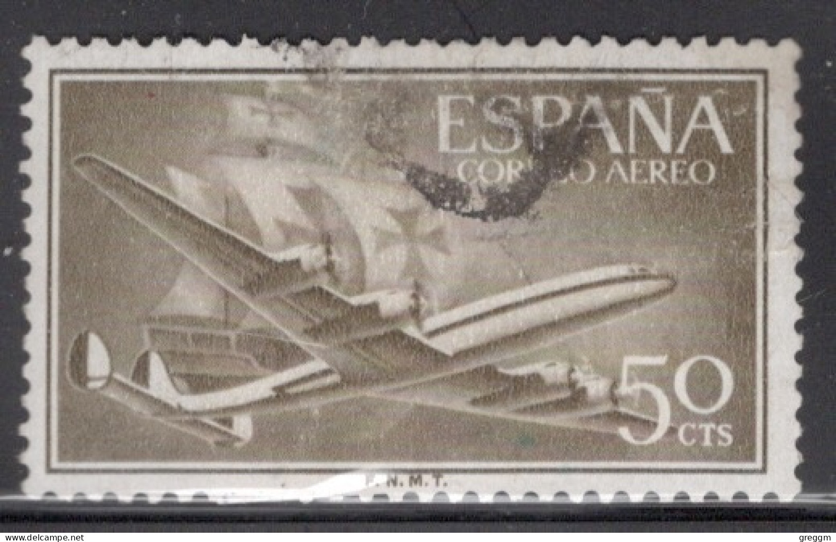 Spain 1955 Single Stamp Issued As An Airmail Definitive In Fine Used. - Usados