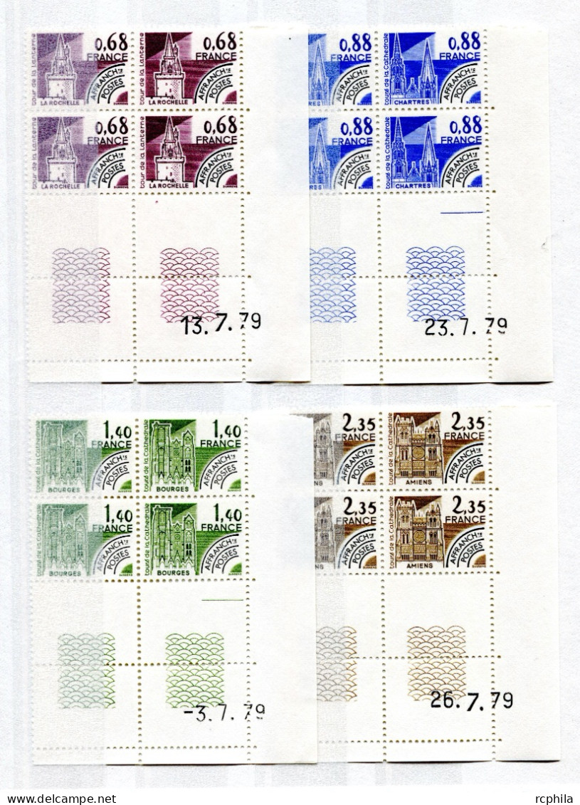 RC 27180 FRANCE COTE 19€ PRÉO N° 162 / 165 SÉRIE MONUMENTS BLOC DE 4 COINS DATÉS NEUF ** MNH TB - Vorausentwertungen