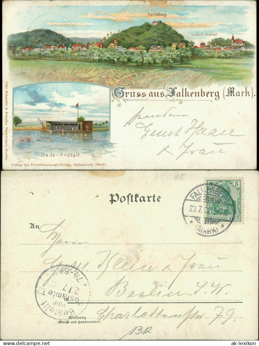 Ansichtskarte Litho AK Falkenberg (Mark) Litho AK: Stadt Und Badeanstalt 1902  - Falkenberg (Mark)