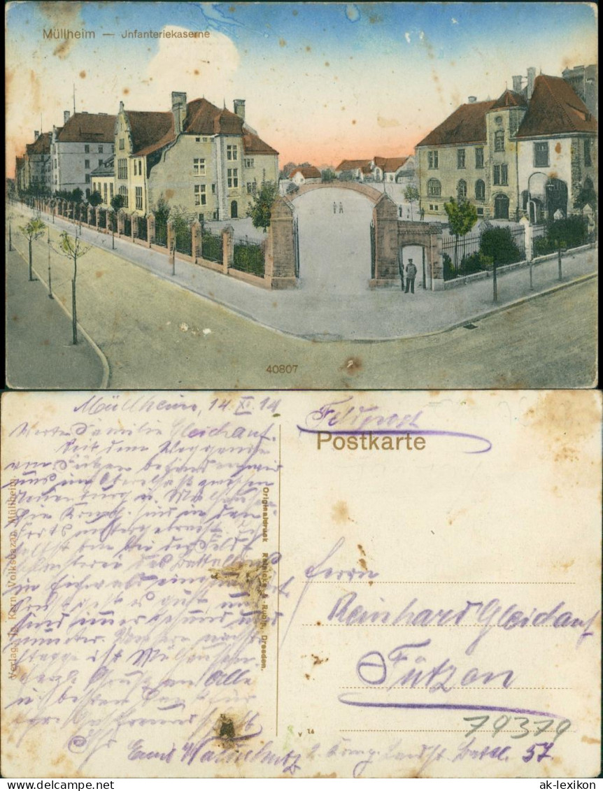 Müllheim (Baden) Straßenpartie Infanteriekaserne Eingangstor 1914  - Müllheim