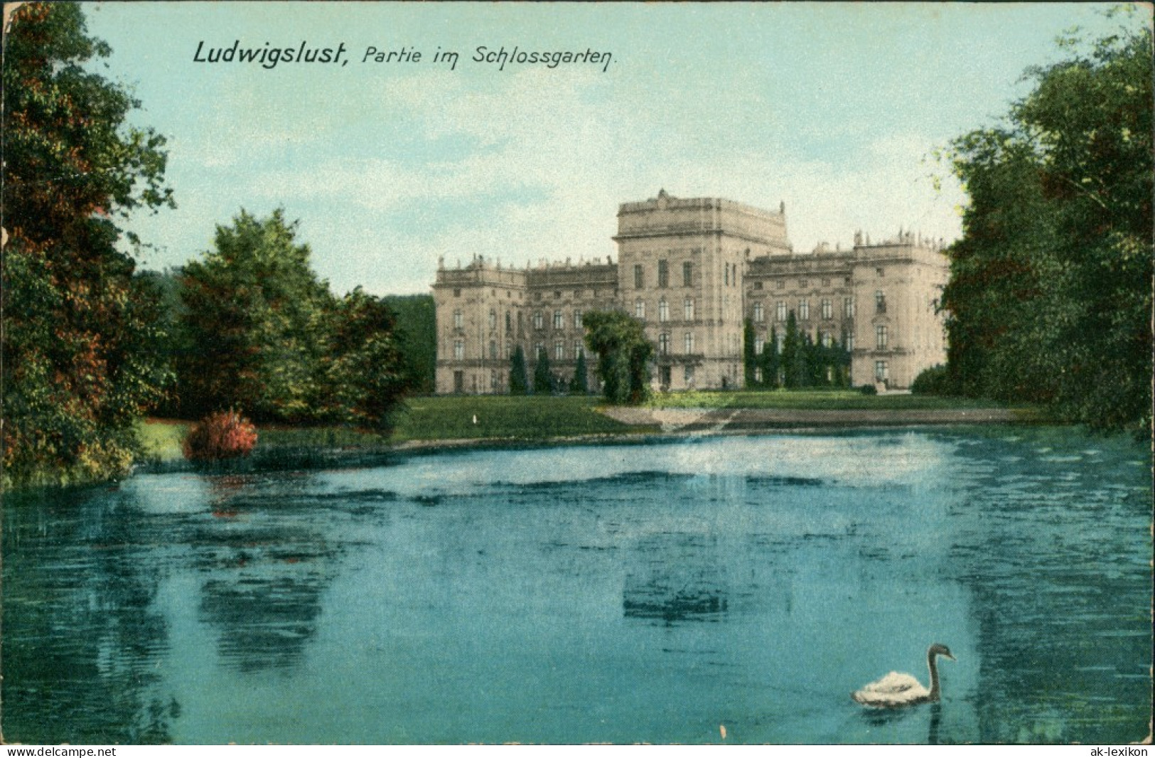 Ansichtskarte Ludwigslust Schloss Schlossgarten Teich 1913 - Ludwigslust