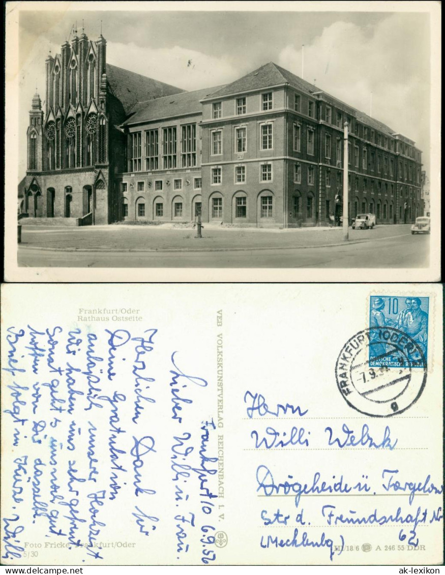 Ansichtskarte Frankfurt (Oder) Straßenpartie - Rathaus 1955 - Frankfurt A. D. Oder