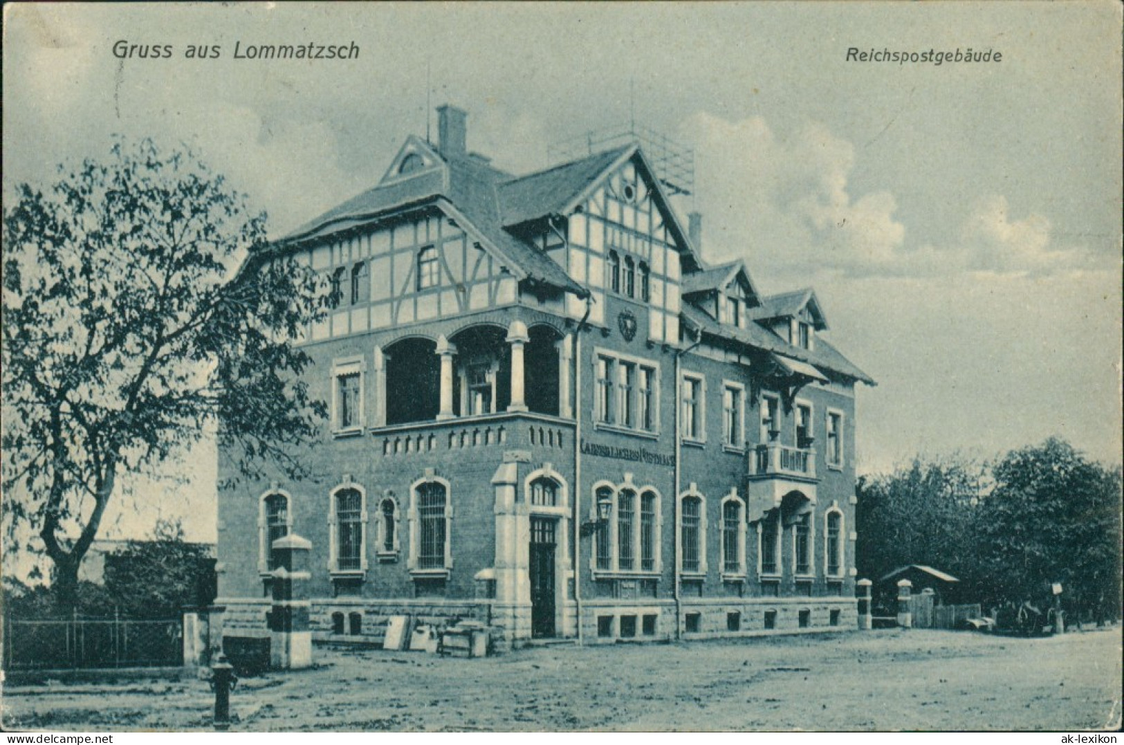 Ansichtskarte Lommatzsch Straßenpartie - Reichspostgebäude 1912 - Lommatzsch