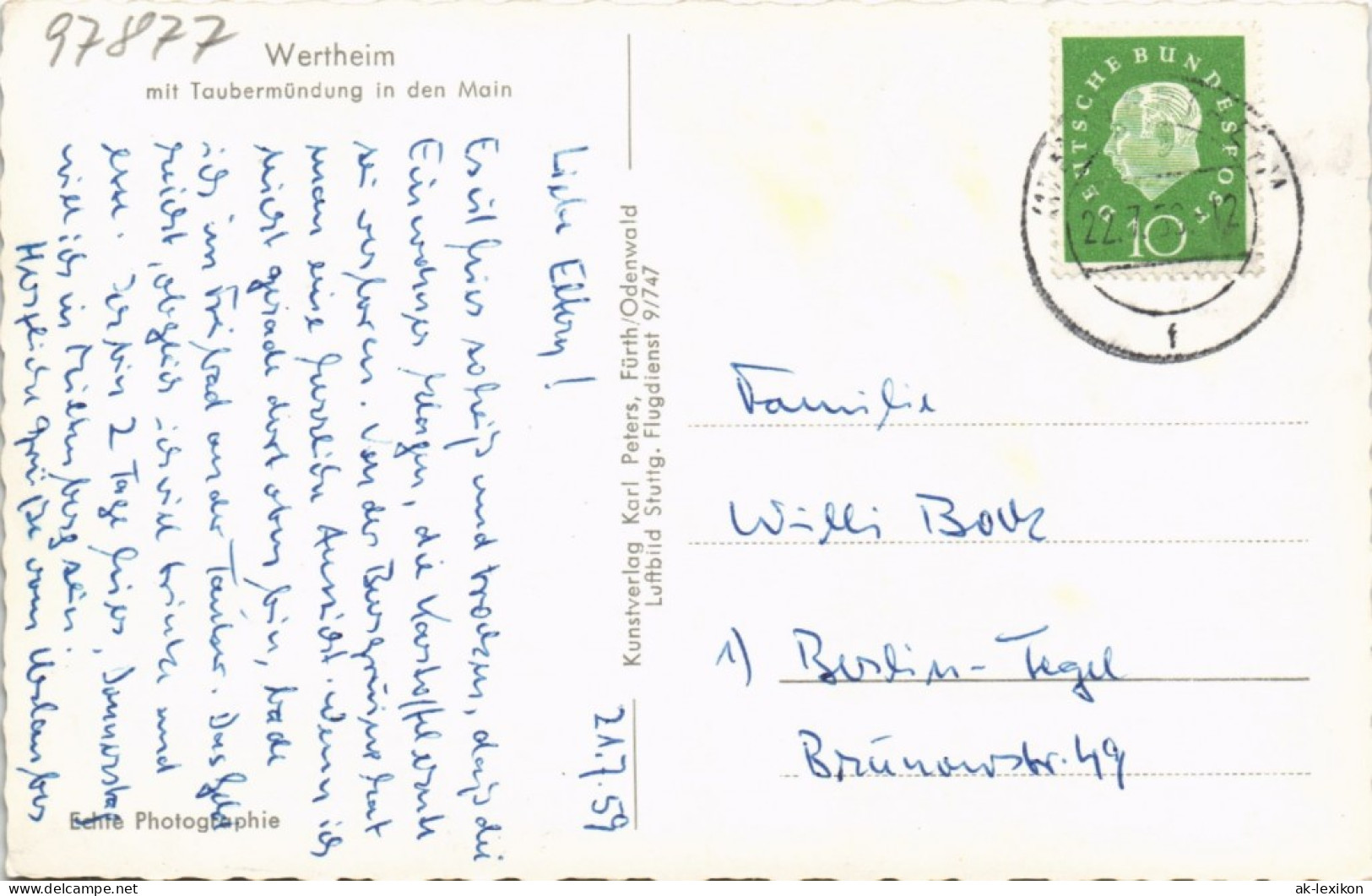 Ansichtskarte Wertheim Total 1958 - Wertheim
