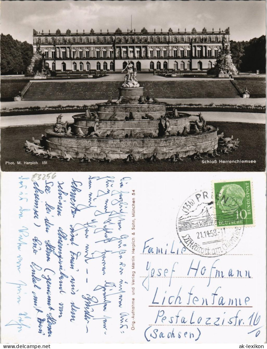 Chiemsee Herrenchiemsee Herreninsel Mit Schloss (Castle View) 1958 - Chiemgauer Alpen