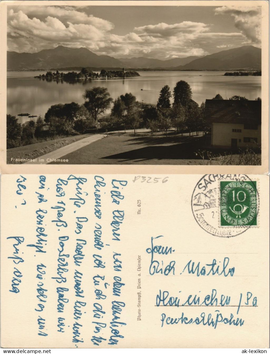 Ansichtskarte Chiemsee Fraueninsel - Chiemsee See & Berg Panorama 1955 - Chiemgauer Alpen
