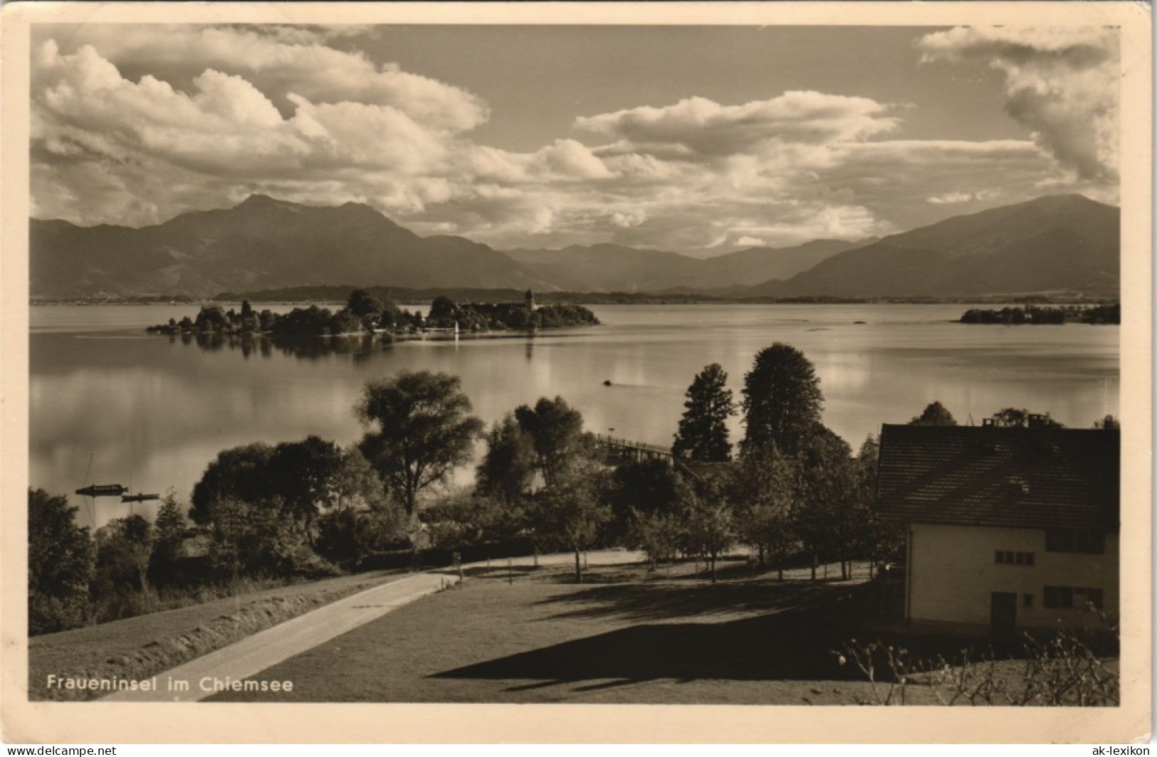 Ansichtskarte Chiemsee Fraueninsel - Chiemsee See & Berg Panorama 1955 - Chiemgauer Alpen