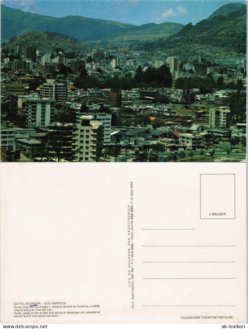 Postcard Quito Panorama City View Stadt Ansicht Ecuador 1970 - Ecuador
