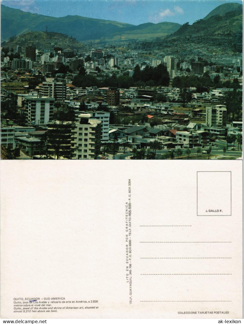 Postcard Quito Panorama City View Stadt Ansicht Ecuador 1970 - Equateur