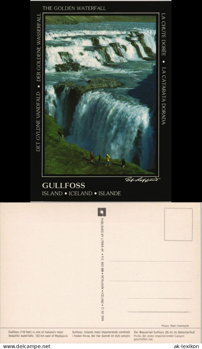 Postcard Gullfoss THE GOLDEN WATERFALL Gullfoss Iceland Islande 1980 - Island