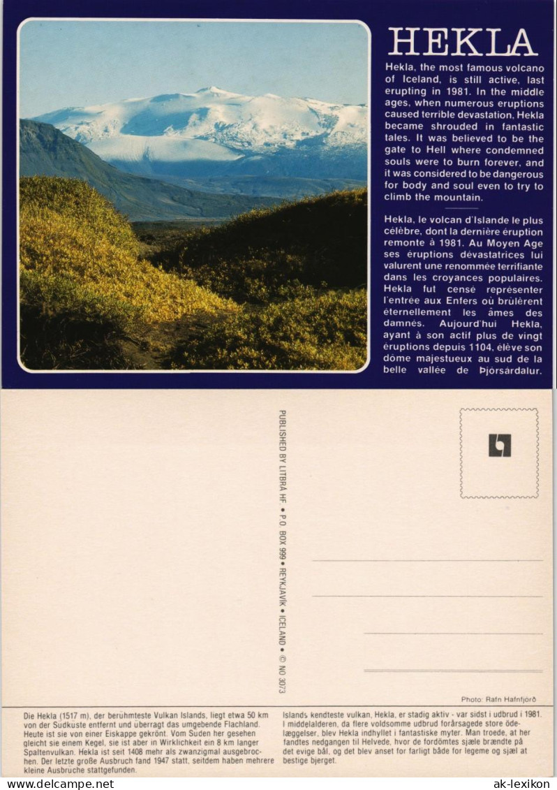Postcard Hekla (Mountain) Vulkan Berg Volcano Mountain Iceland 1975 - Islanda