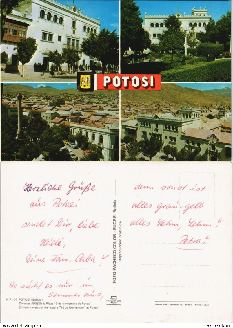 Postcard Potosí Different Views Of The Square, Bolivia Bolivien 1975 - Bolivie