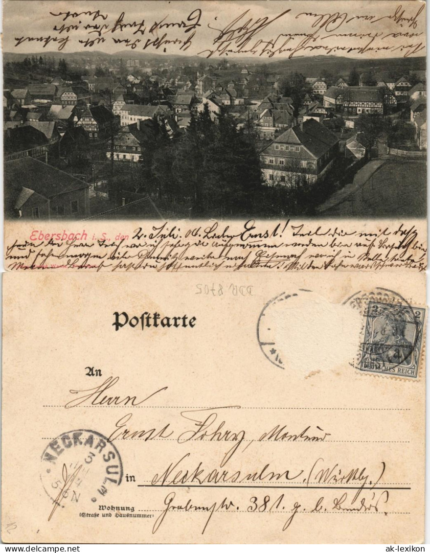 Ebersbach-Neugersdorf Blick Auf Den Ort 1904  Gelaufen (nach Neckarsulm) - Ebersbach (Löbau/Zittau)