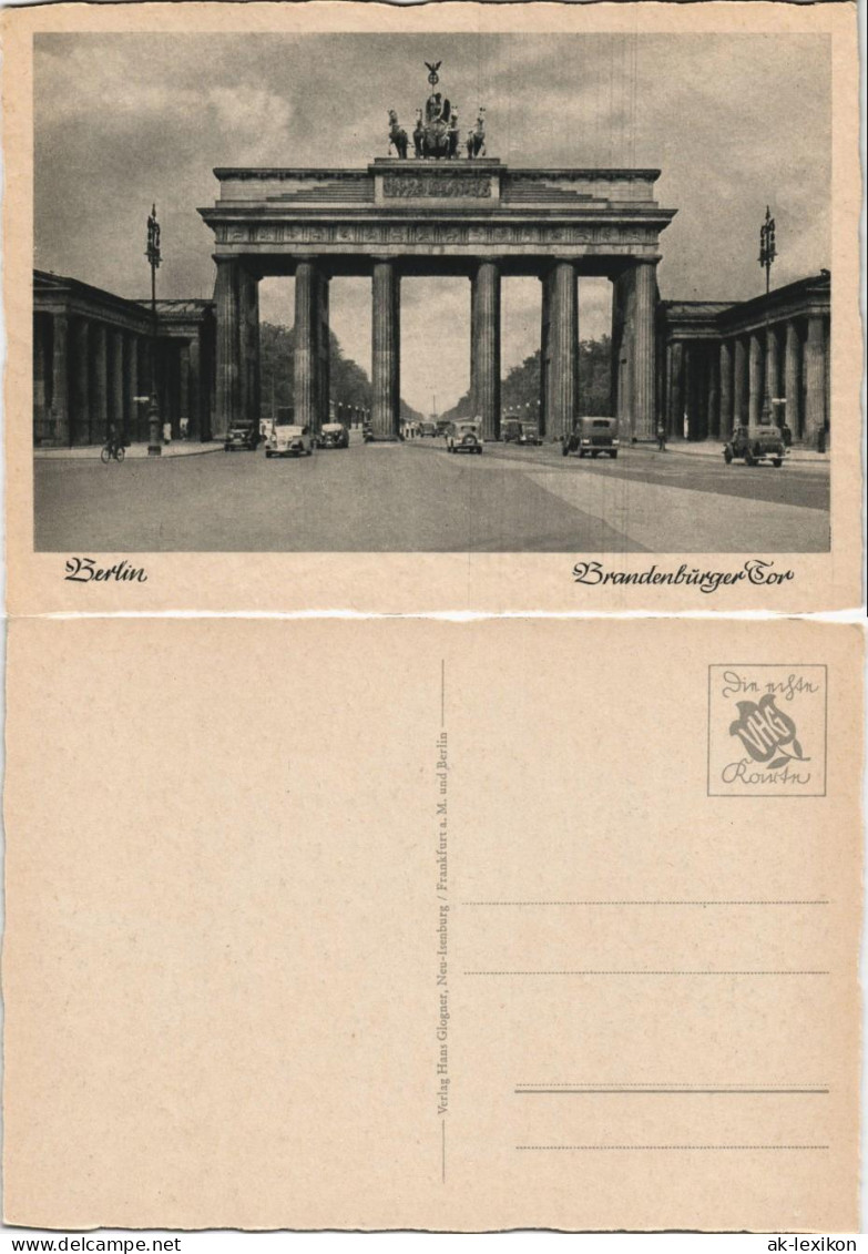 Ansichtskarte Mitte-Berlin Brandenburger Tor - Autos 1938 - Porta Di Brandeburgo