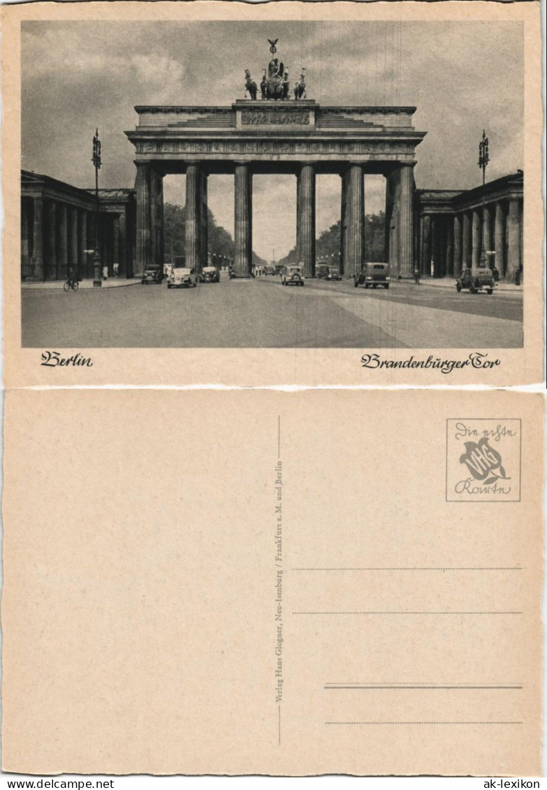 Ansichtskarte Mitte-Berlin Brandenburger Tor - Autos 1938 - Brandenburger Door