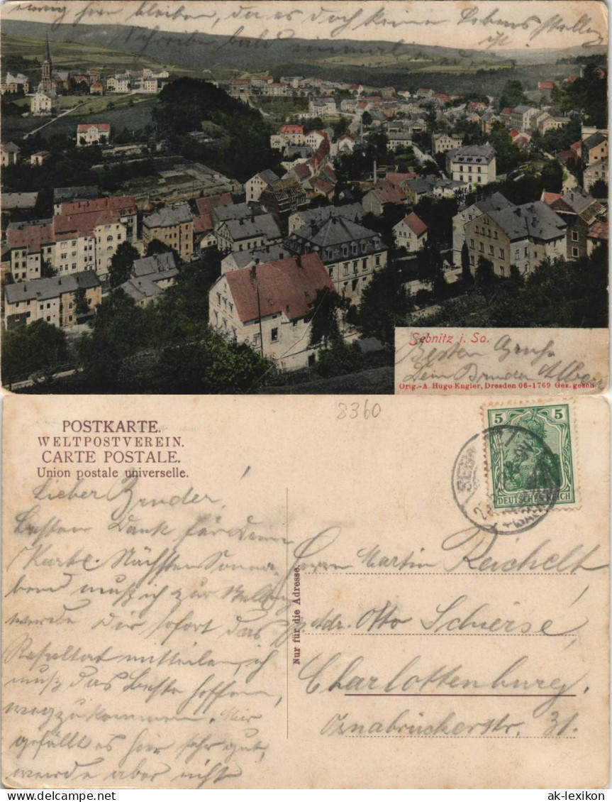 Ansichtskarte Sebnitz Blick Auf Die Stadt - Coloriert 1911 - Sebnitz
