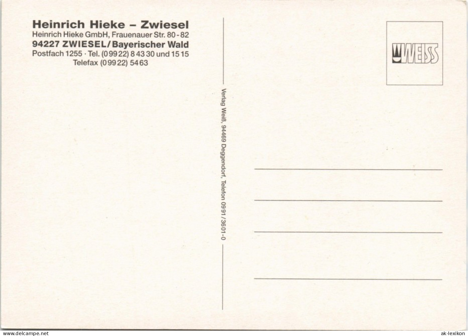 Zwiesel Mehrbildkarte Mit H. Hieke Bärwurzerei Destillerie 1990 - Zwiesel