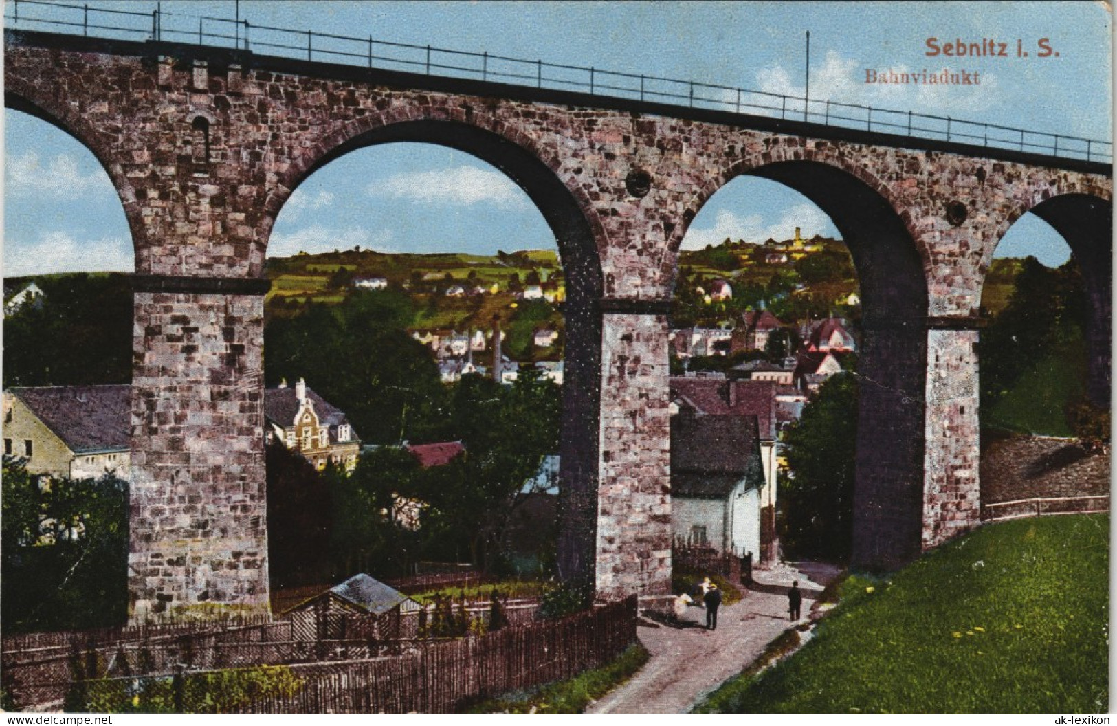 Ansichtskarte Sebnitz Bahnviadukt - Stadt 1913 - Sebnitz