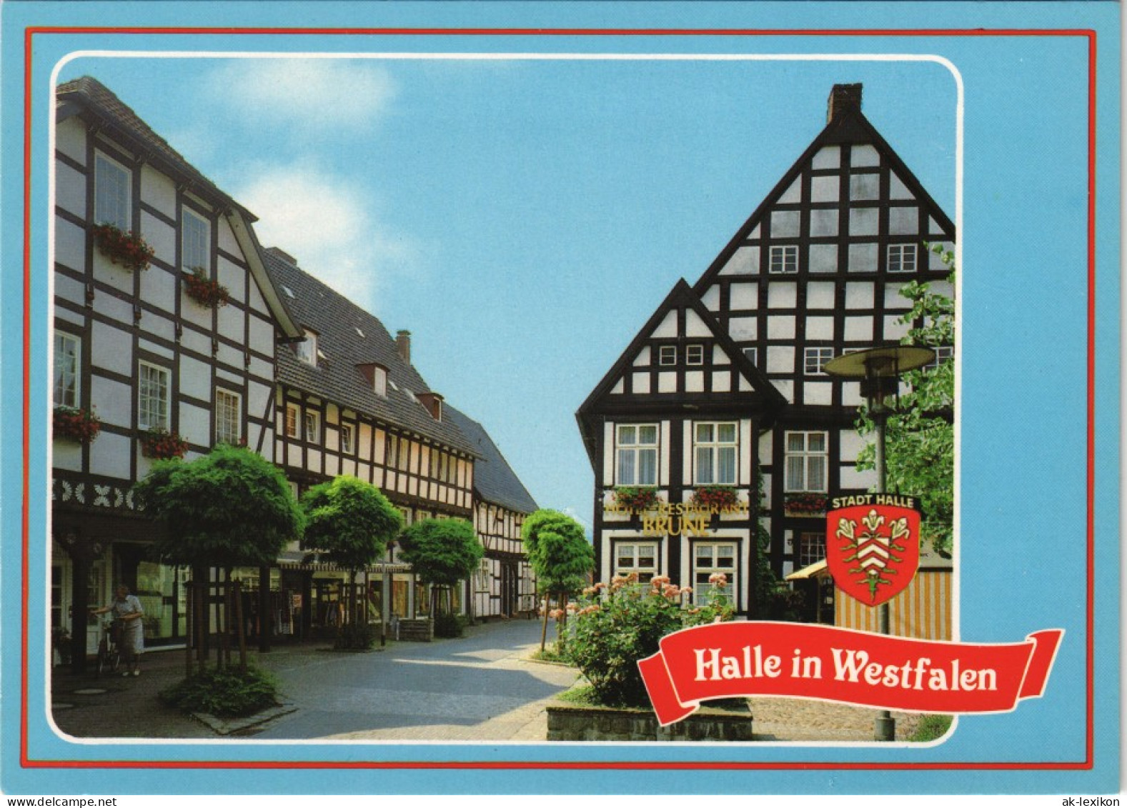 Ansichtskarte Halle (Westfalen) Straßenpartie, Fachwerkhäuser 1989 - Halle I. Westf.