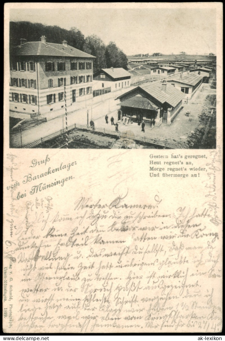 Ansichtskarte Münsingen (Württemberg) Barackenlager 1899  Gel. Feldpost-Stempel - Muensingen