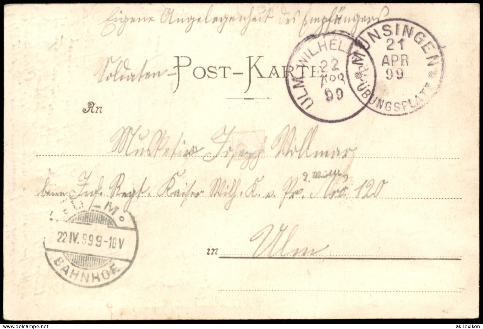 Ansichtskarte Münsingen (Württemberg) Barackenlager 1899  Gel. Feldpost-Stempel - Muensingen