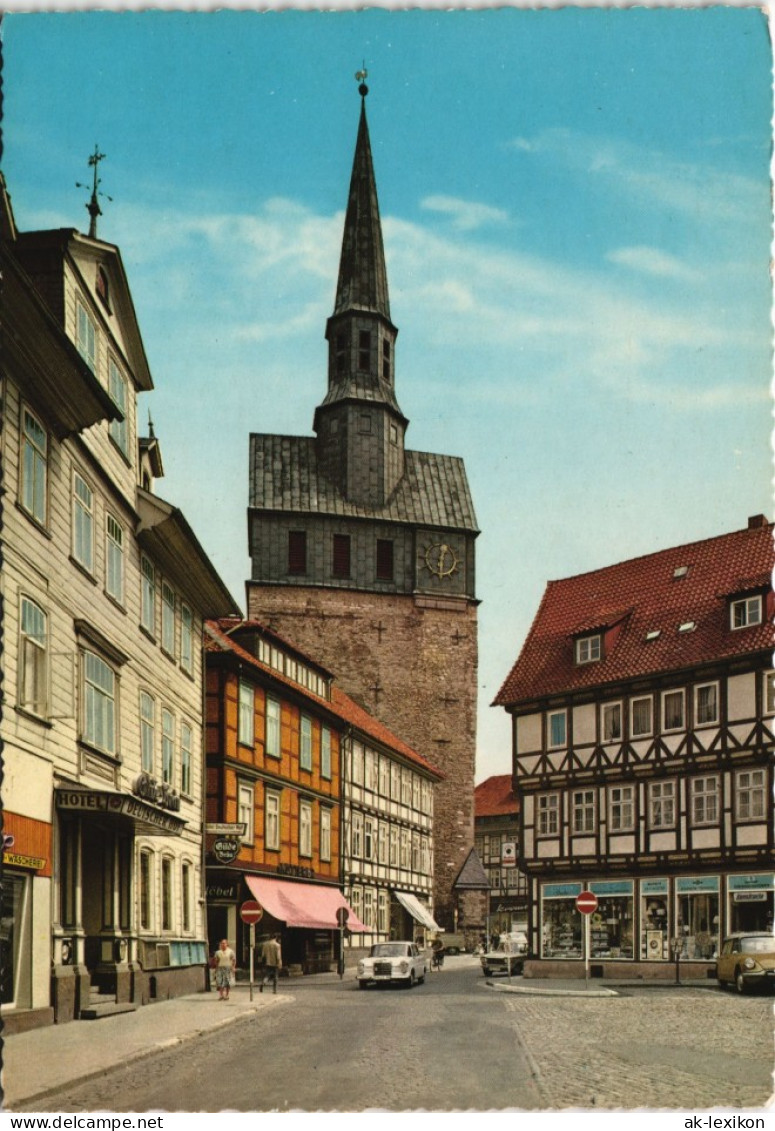 Osterode (Harz) Aegidien-Kirche, Strasse Mit Mercedes Auto, Geschäft Hotel 1965 - Osterode