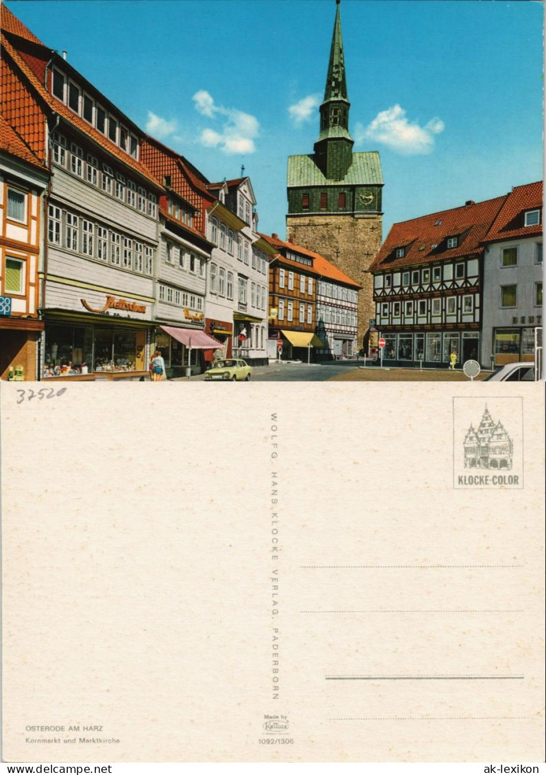 Osterode (Harz) Kornmarkt Und Marktkirche, Strassen Ansicht 1970 - Osterode