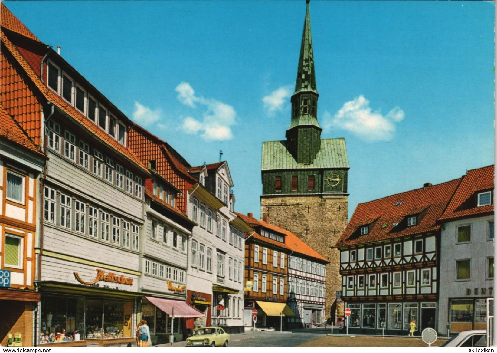 Osterode (Harz) Kornmarkt Und Marktkirche, Strassen Ansicht 1970 - Osterode