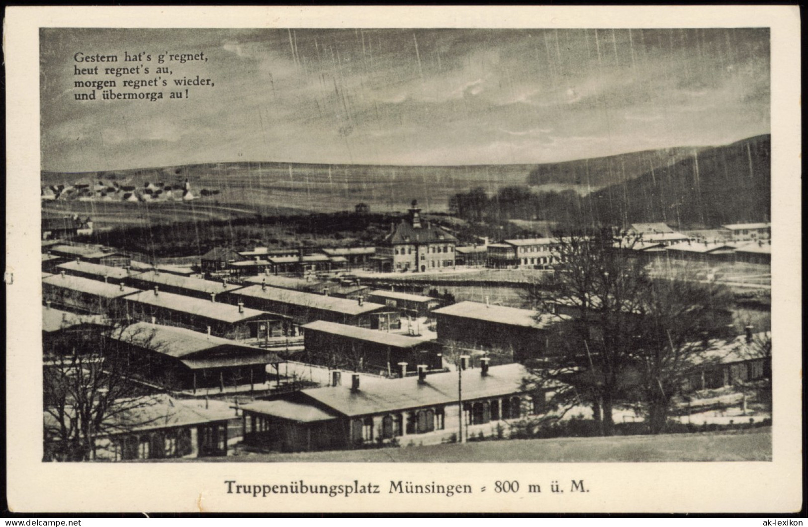 Ansichtskarte Münsingen (Württemberg) Truppenübungsplatz - Regenkarte 1938 - Muensingen