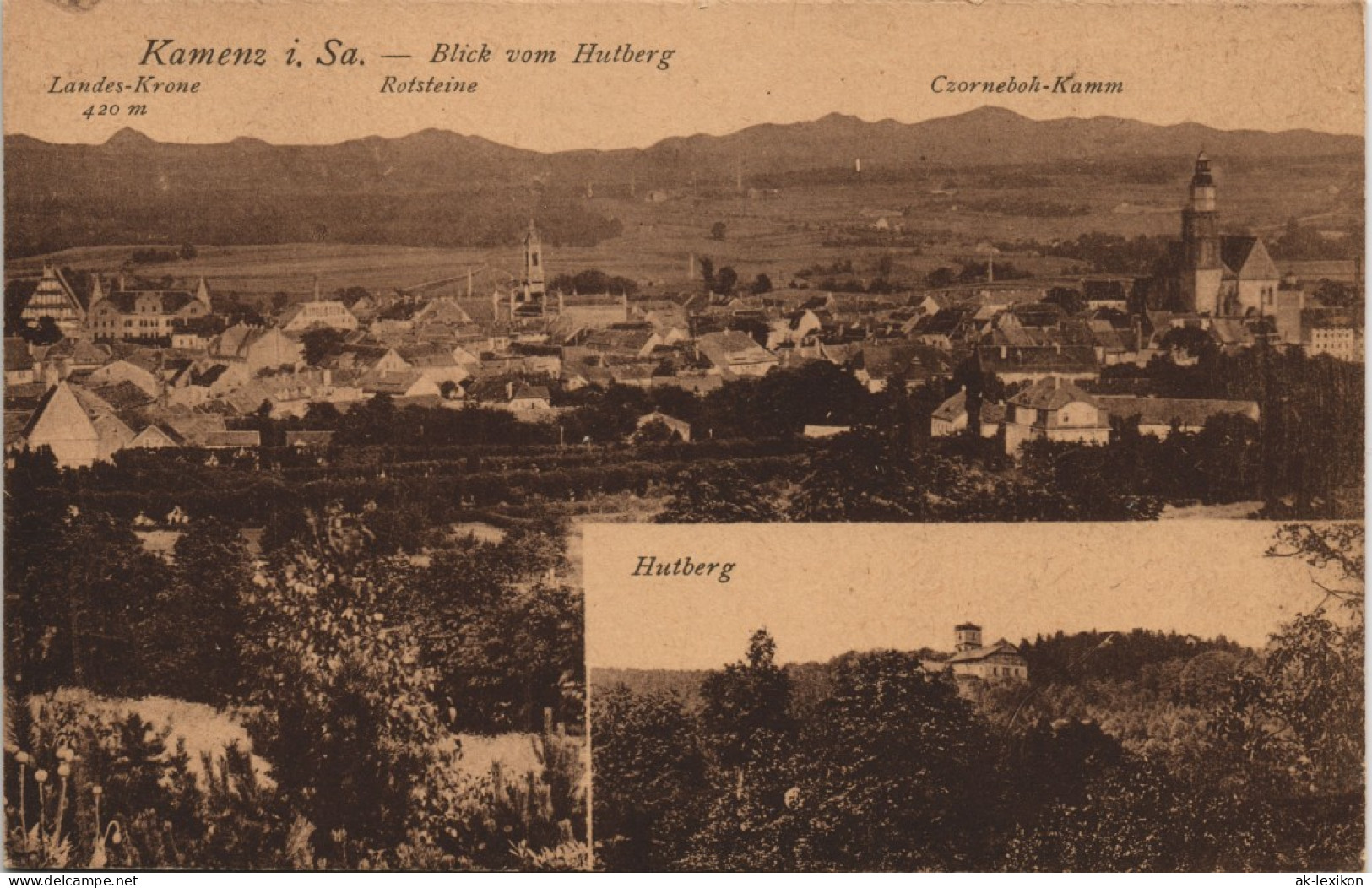 Ansichtskarte Kamenz Kamjenc Totale - Blick Auf Hutberg Und Stadt 1912 - Kamenz