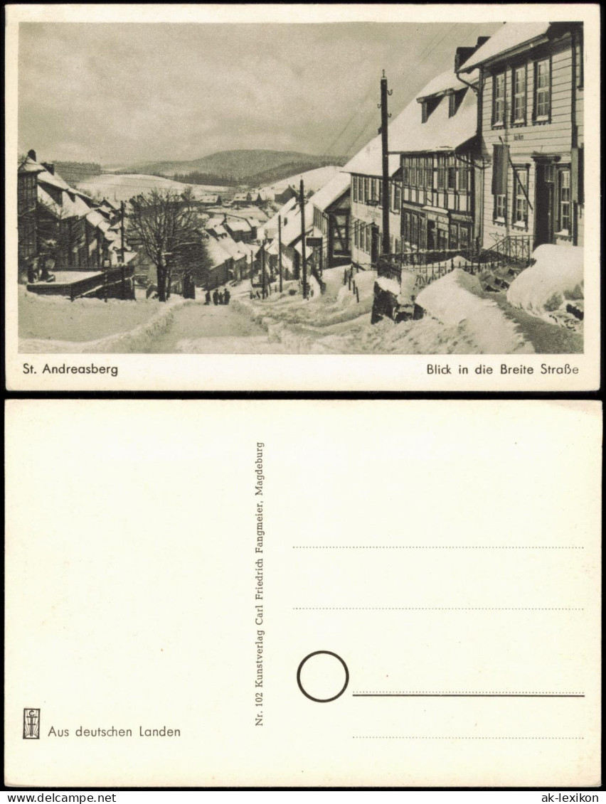 Ansichtskarte Sankt Andreasberg-Braunlage Breite Straße Im Winter 1934 - St. Andreasberg