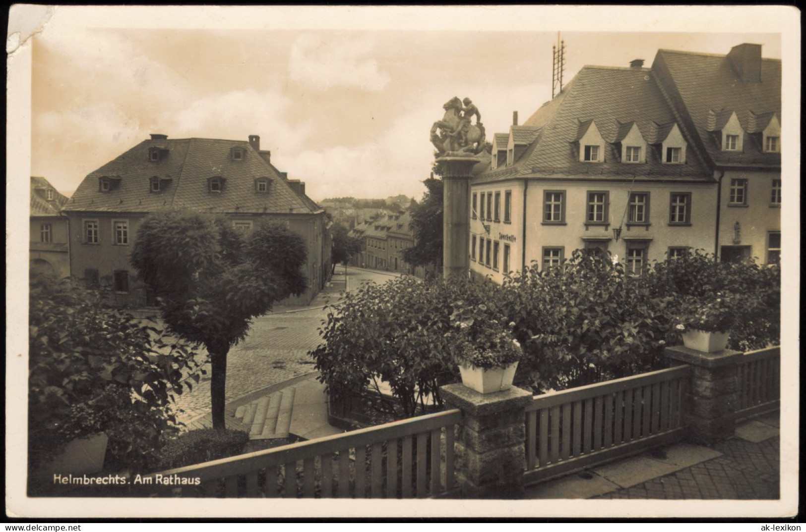 Ansichtskarte Helmbrechts Straßenpartie Am Rathaus 1937 - Helmbrechts