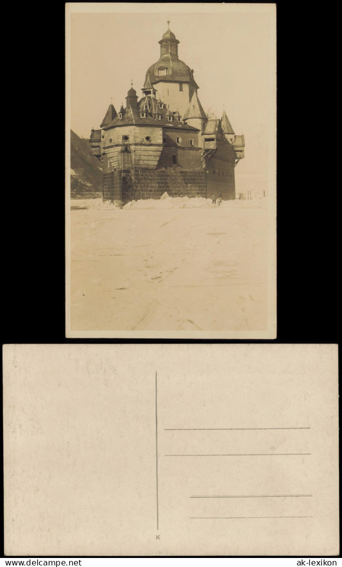 Kaub Burg Pfalzgrafenstein Zugefrorener Rhein Menschen 1928 Privatfoto - Kaub