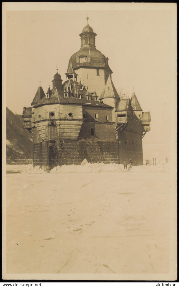 Kaub Burg Pfalzgrafenstein Zugefrorener Rhein Menschen 1928 Privatfoto - Kaub