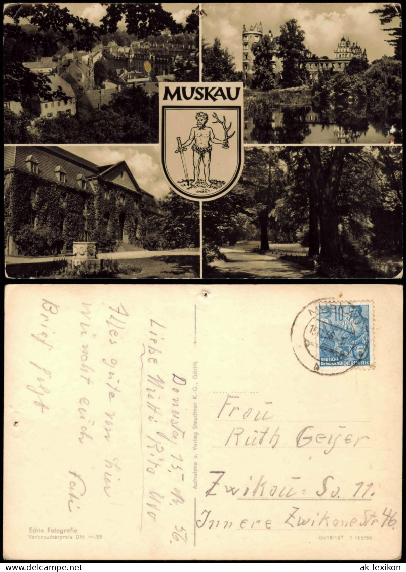 Ansichtskarte Bad Muskau DDR Mehrbildkarte Mit 4 Ortsansichten 1956 - Bad Muskau