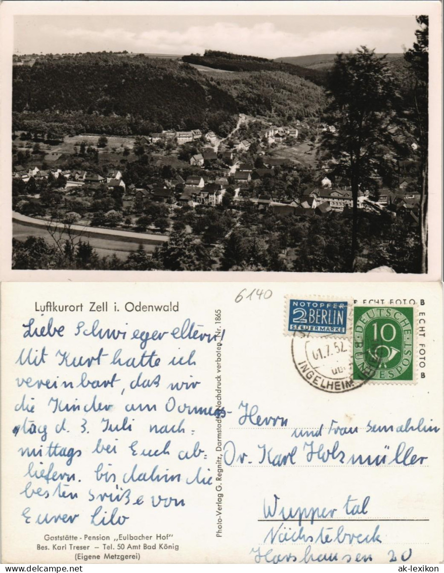 Ansichtskarte Zell Im Odenwald-Bad König Panorama Umland-Ansicht 1952 - Bad Koenig
