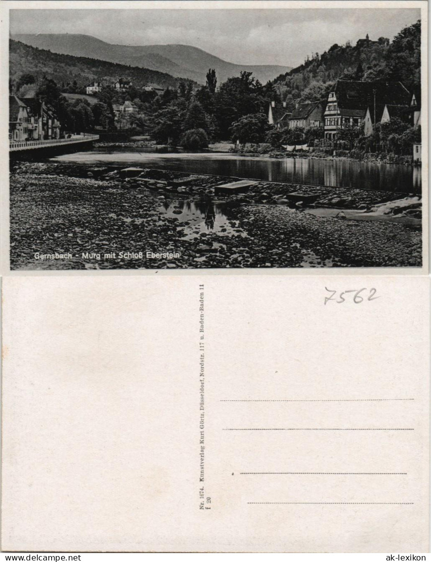 Ansichtskarte Gernsbach Murg Mit Eberstein 1932 - Gernsbach