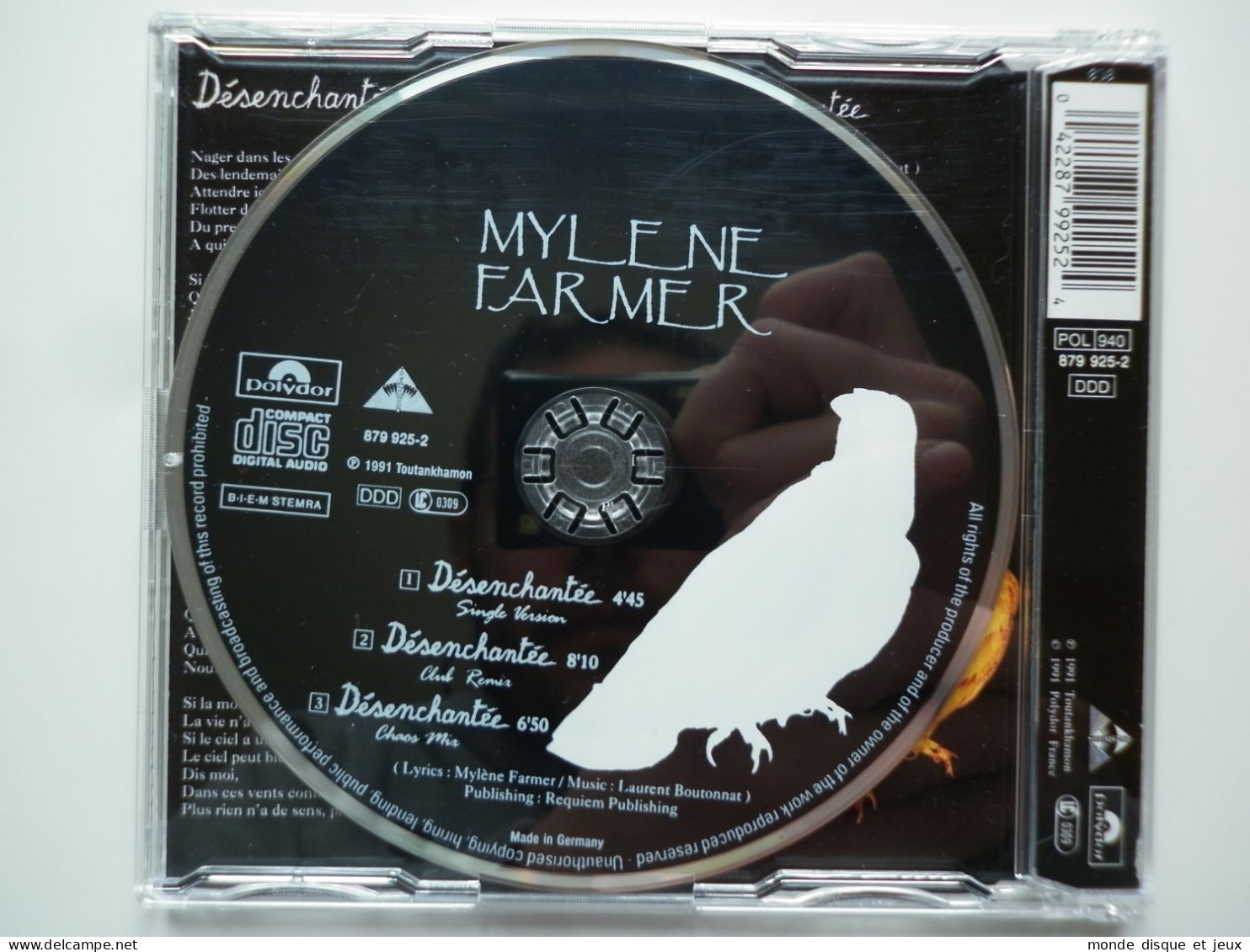 Mylene Farmer Cd Maxi Désenchantée Biem Stemra LC 0309 Sur Le Label - Otros - Canción Francesa
