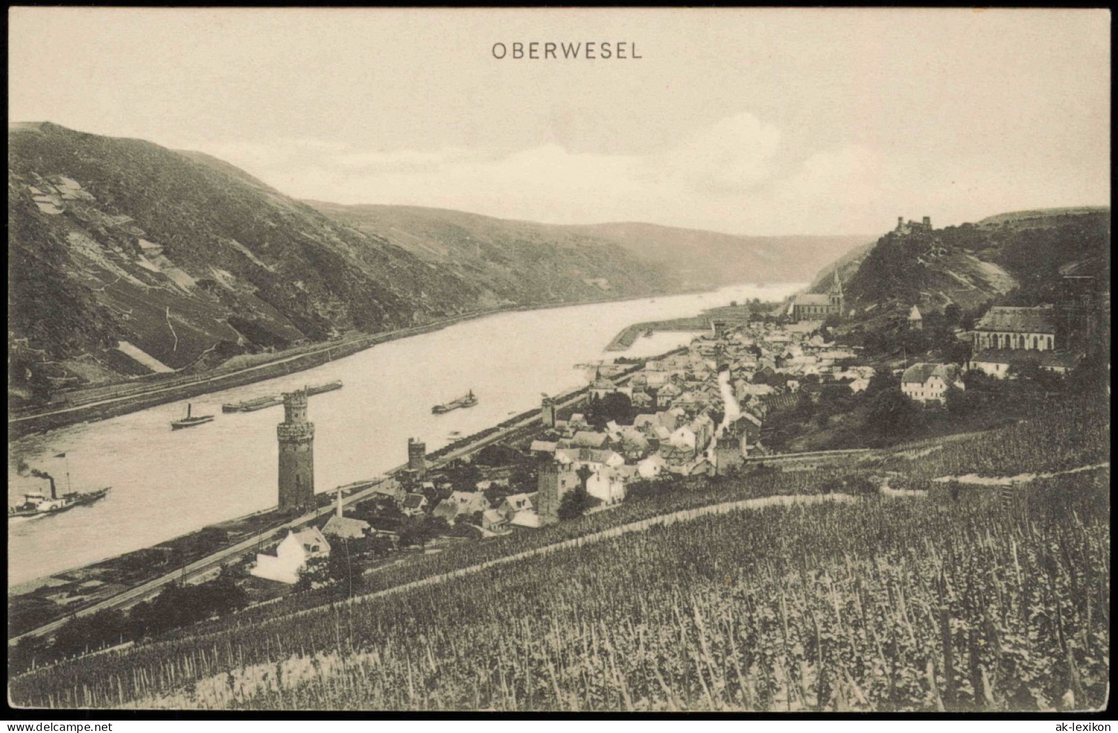 Ansichtskarte Oberwesel Panorama-Ansicht Rhein-Tal 1908 - Oberwesel