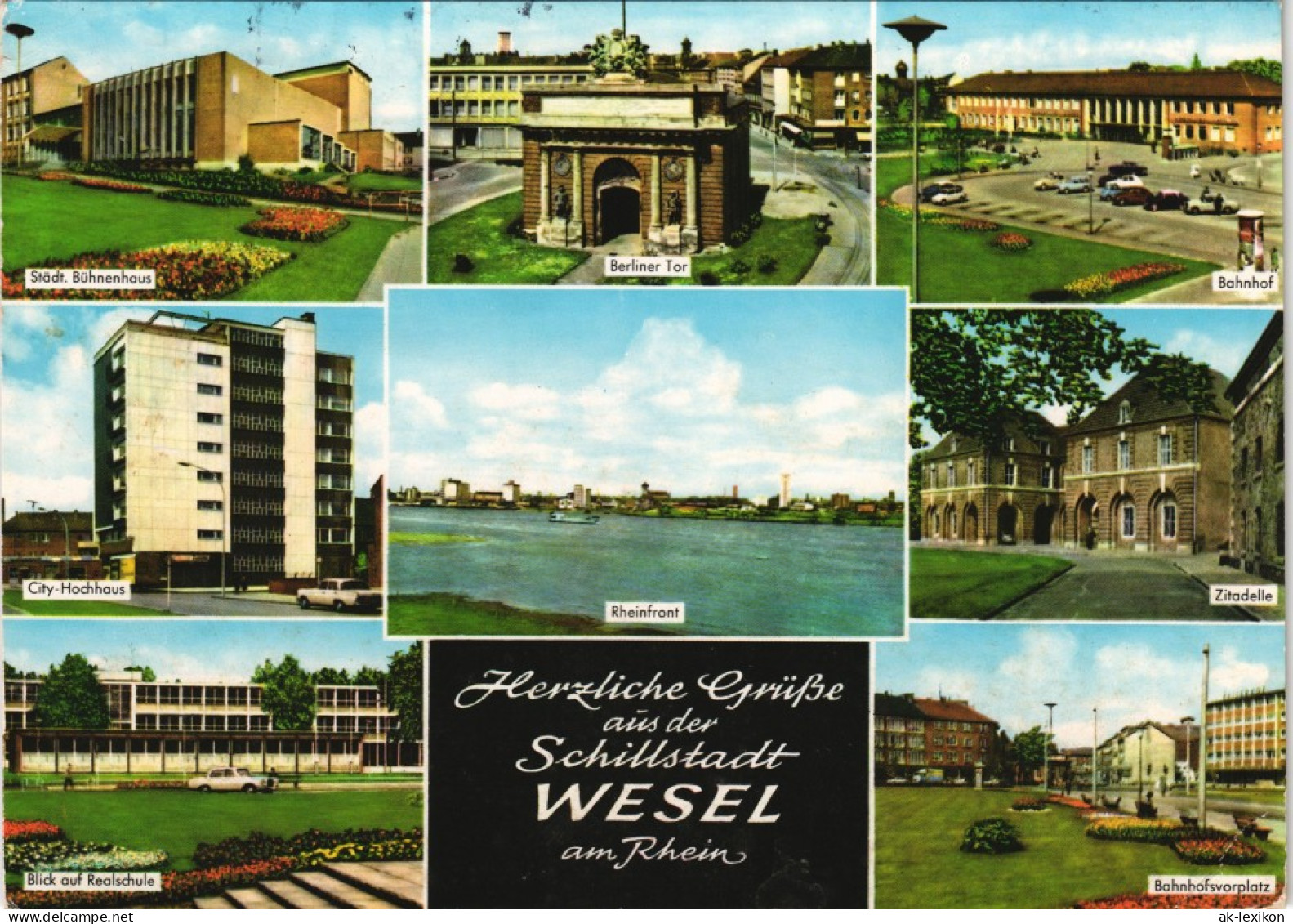 Wesel Mehrbild-AK Mit Berliner Tor, Bahnhof, City-Hochhaus, Realschule Uvm. 1980 - Wesel