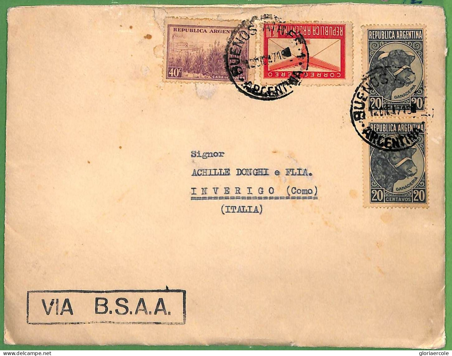 ZA1884 - ARGENTINA - POSTAL HISTORY - Oversize COVER To ITALY Via BSAA 1971 - Lettres & Documents