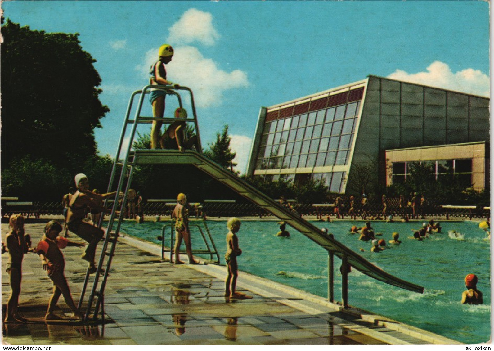 Ansichtskarte Lebenstedt-Salzgitter Schwimmbad - Rutsche 1975 - Salzgitter