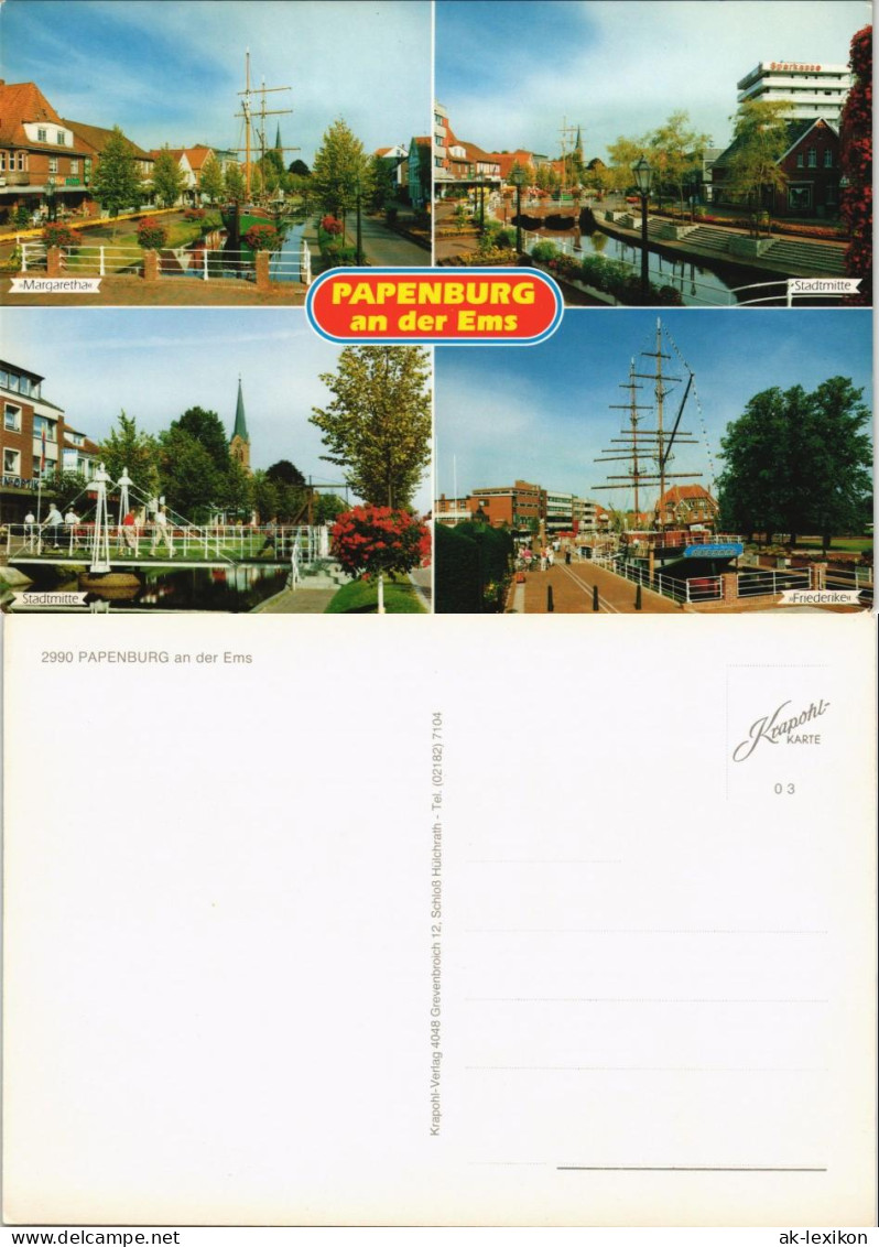 Papenburg (Ems) Mehrbildkarte Mit Stadtmitte Und Ortsansichten 1990 - Papenburg