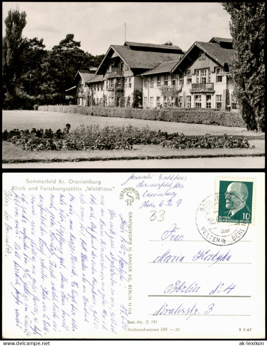 Sommerfeld-Kremmen (Oberhavel) Klinik Und Forschungsstätte Waldhaus 1962 - Sommerfeld